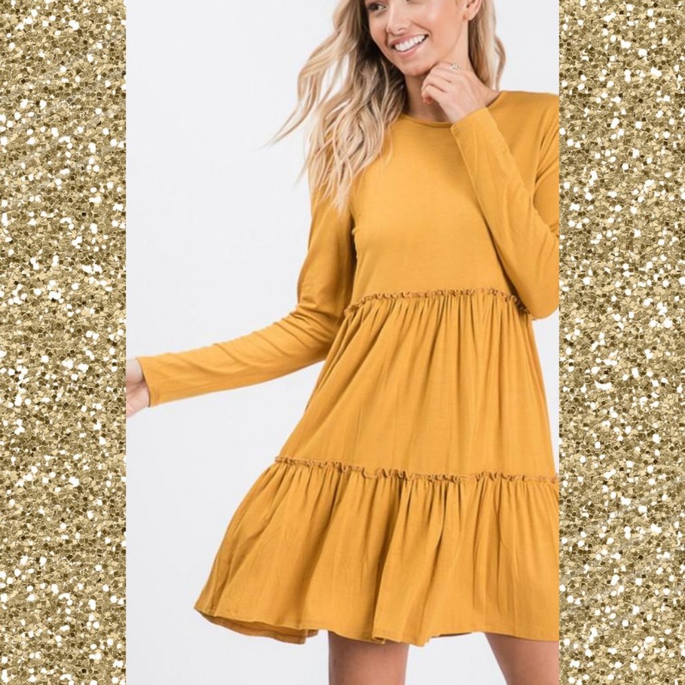 {Heimish} Solid Dress with Ruffled Detail